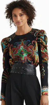 Image de Blouse pour femme Desigual Ravvel à manches à revers, taille S