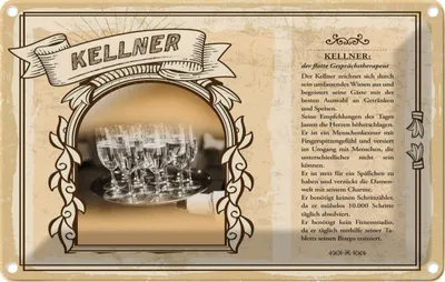 Produktbild von vianmo Blechschild 12x18 cm Kellner Beruf Arbeit