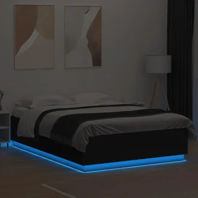 Produktbild von vidaXL Bettgestell mit LED ohne Matratze Schwarz 150x200 cm