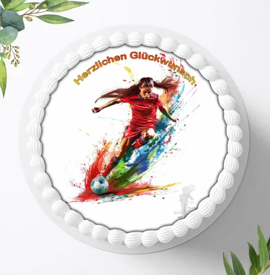 Produktbild von Für die Geburtstags Torte ein Tortenaufleger, Zuckerbild mit dem Motiv: Fußball, Essbares Foto für Torten, Fondant, Ø 20cm, 2204z