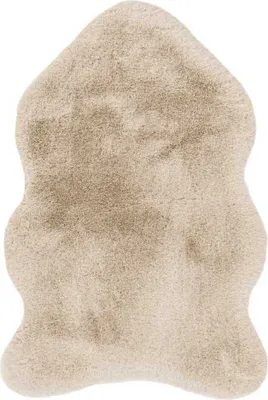 Produktbild von Unyqoos® Heaven Shape Hochflor-Teppich 60×90 cm – superweiches Imitationsfell (Lammfell-Optik), 4 cm Flor, Beige, rutschfeste Rückseite, für Boden & Sofa