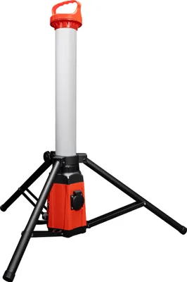 Produktbild von Grafner Baustrahler Steckdose und Stativ, 360° 60W, Höhe: 107 cm, IP44, 6500K Tageslichtweiß, Arbeitsleuchte Baustellenstrahler Arbeitslampe Turm