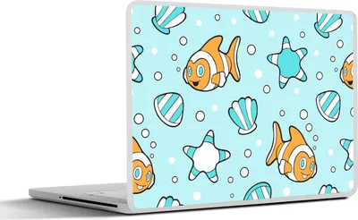 Produktbild von MuchoWow® Laptop Aufkleber Sticker Cover Muster - Clownfisch - Meer - Tiere 25x18 cm - Laptop-Deko