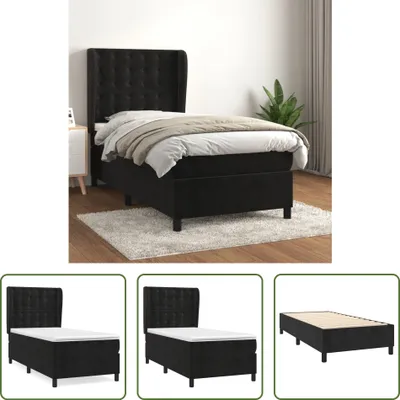 Produktbild von The Living Store Boxspringbett mit Matratze Schwarz 90x200 cm Samt