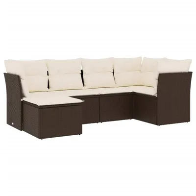 Produktbild von 6-tlg. Garten-Sofagarnitur mit Kissen Braun Poly Rattan
