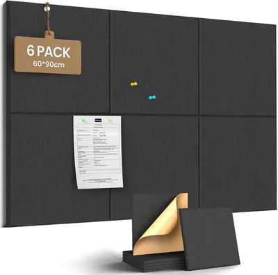 Produktbild von Filz-Pinnwand 90 x 60 cm, 6-teilig, selbstklebend, für Büro und Zuhause