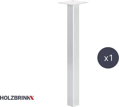 Produktbild von HOLZBRINK Tischbein Eckig, Quadratrohr 40x40 mm, Höhe 43 cm, Weiß, 1 Stück, HLT-14A-F-43-9016