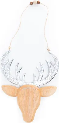 Produktbild von TrendLine Weihnachtsaufhänger Holz Rentierkopf 50 x 24 cm natur-silber