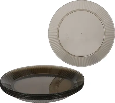 Produktbild von 6x ToGo Kunststoff-Teller grau Ø22,5cm Camping Outdoor Picknick