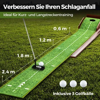 Image de Tapis de putting de golf avec retour automatique de balle, 1 trou, 3 balles