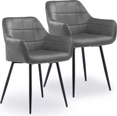 Produktbild von Esszimmerstühle 2er Set Küchenstuhl Polsterstuhl Wohnzimmerstuhl Sessel mit Rückenlehne, Sitzfläche aus Samt, Metallbeine