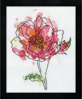 Obrázek produktu pro Výšivky křížem vyšívané v sadě "Růžové květy", 20x25cm, počítaný vzor