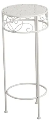 Produktbild von Hoher Beistelltisch aus Metall in Weiß, Telefontisch, Pflanzentisch, Blumenständer (Mittel 25 x 60 cm)