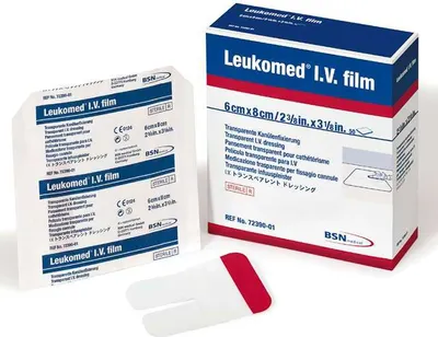 Produktbild von Leukomed I.V. Film, sterile Kanülenfixierung, 4,5 cm, hautfreundlich | Packung (50 Pflaster)
