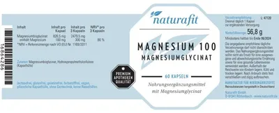 Image de naturafit Magnésium 100 mg Glycinate de magnésium en gélules, 60 gélules
