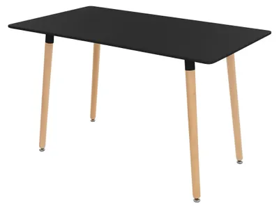 Esstisch 120x70 cm, schwarz, Buchenholzbeine, skandinavisch