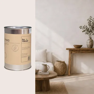 Produktbild von Kalkfarbe Fornature LIMEA, Farbton Kreide (Cremebeige), 5l, für Innenwände und Decken, KI-generiertes Bild