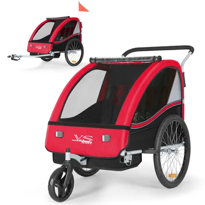 Produktbild von Tiggo VS 2 Kinderanhänger Fahrradanhänger 360° Drehbar  2in1 Joggerfunktion Kinderfahrradanhänger + 5-Punkt Sicherheitsgurt Jogger