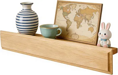 Image de Étagère murale de 40 cm, en chêne massif, idéale pour la salle de bain, en bois