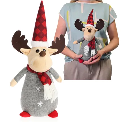 Produktbild von COM-FOUR® Weihnachtsdeko Rentier Figur 35 cm - Schwedische Dekoration Rentier, winterliche Deko für Weihnachten, Wohnzimmer & Fensterbank - Perfekt als Tischdeko