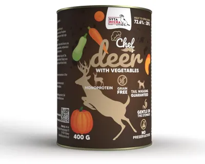 Obrázek produktu pro Konzerva pro psy jelen se zeleninou 400g
