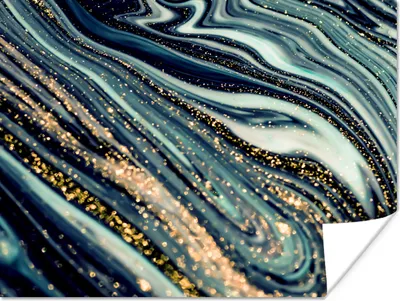 Produktbild von MuchoWow® Poster Marmor - Gold - Blau - Glitter - Marmoroptik - Abstrakt 120x90 cm - Wandbild
