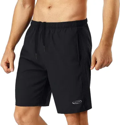 Produktbild von Sportshorts Herren, schwarz, schnelltrocknend, fuer Laufen, mit Seitentasche