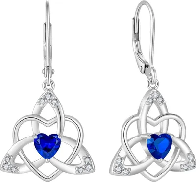 Produktbild von Keltischer Knoten Ohrringe Damen 925 Sterling Silber Saphir Hängend
