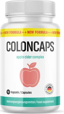 Produktbild von ColonCaps | mit Apfelessig und Panzenextrakten | für Frauen und Männer geeignet | 90 Kapseln pro Dose