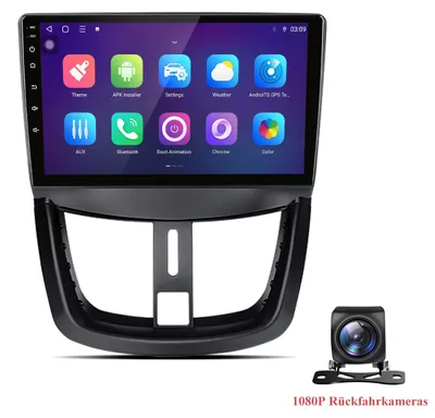 Produktbild von Android Autoradio mit Rückfahrkamera für Peugeot 207 CC 2006-2015 CarPlay Android Auto GPS Navi 6+128GB 4G LTE WIFI RDS SWC BT DAB+9 Zoll