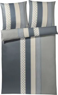 Produktbild von JOOP! Mako-Satin-Bettwäsche-Garnitur Cornflower Stripes Farbe deep coal Größe 200x220+2x70x90cm