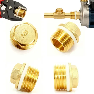 Messing Blindstop 1/2 Zoll, 4 Stück, mit Dichtring