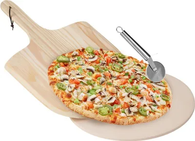 Obrázek produktu pro Pizza sada s kamenem, lopatou a vykrajovátkem pro dokonalé pizzy