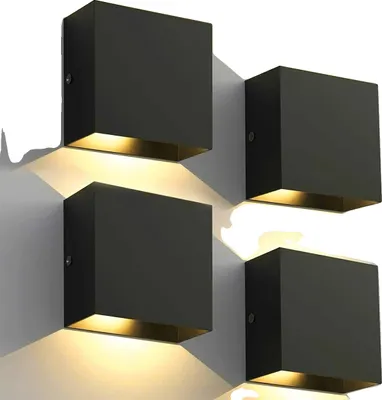 Produktbild von Moderne LED-Wandlampe, quadratisches Design, warmes Licht 3000K, schwarz, Warmweiß (2700-3500K), 6W