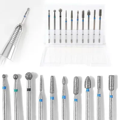 Zdjęcie produktu dla Zestaw wierteł do manicure – 10 sztuk. Frezy do usuwania skórek, średnica 3/32 cala, przeznaczone do frezarek do paznokci, akcesoria do manicure hybrydowego