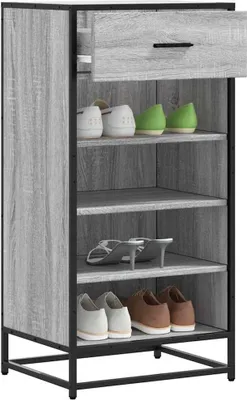 Image de vidaXL Étagère à chaussures Gris Sonoma 48x38x97,5 cm Matériau dérivé du bois