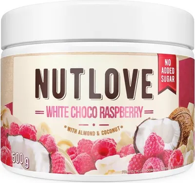 Produktbild von ALLNUTRITION Nutlove White Choco Raspberry 500g Weiße Schokolade Himbeere Creme Ohne Zuckerzusatz Fit Aufstrich Ohne Palmöl