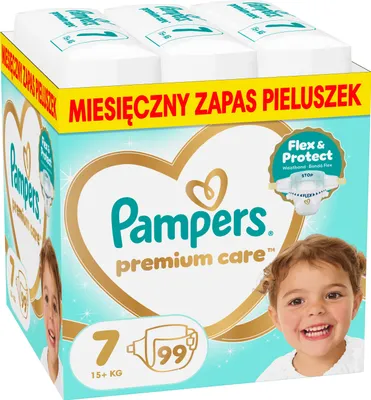 Image de Couches Pampers Premium Care, taille 7, pour enfants de 15 kg et plus, paquet de 99 couches