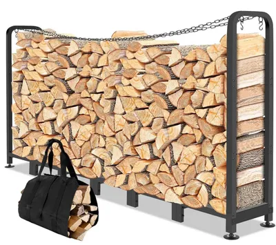 Productafbeelding van Buitenrek voor houtblokken, 235 x 32 x 116 cm, met draagtas, 1,2 m³, weerbestendig