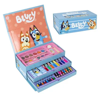 Zdjęcie produktu dla Pudełko z farbami Bluey dla dzieci - 7 kolorów + szuflada do kreatywnej zabawy