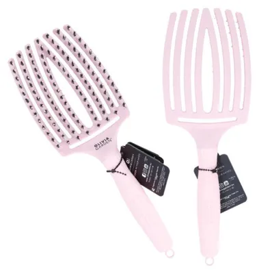 Imagen del producto de Olivia Garden, set de cepillo para el cabello "Fingerbrush" de tamaño grande, color rosa pastel