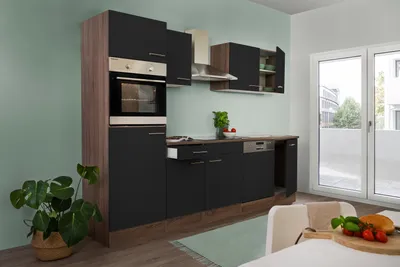 Produktbild von Küche Küchenzeile Leerblock Eiche York Schwarz Oliver 280 cm Respekta