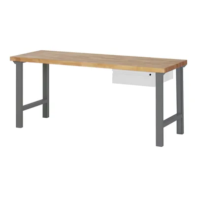 Produktbild von STIER Werkbank Premium, 1 Schublade, 200x70x84 cm, gefertigt aus pulverbeschichtetem Stahl und Buchenholz, perfekt für Montagearbeiten, langlebig, praktisch und zuverlässig