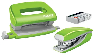 Image de Leitz 5561-20-54 5561 Kit Mini Perforateur Agrafeuse NeXXt WOW - vert métallique