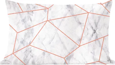 Produktbild von MuchoWow® Zierkissen Sofakissen Wohnzimmer Dekokissen 60x40 cm Marmor - Roségold - Weiß - Kopfkissen - Polster mit Foto