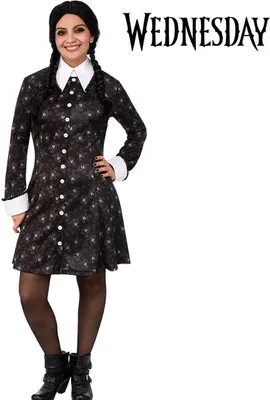 Wednesday Kostüm Wednesday Addams Halloween-Kleid für Damen Gr. S-XL schwarz Halloween Serie The Addams Family Fasching Karneval Mottoparty Familienkostüm Gruppenkostüm