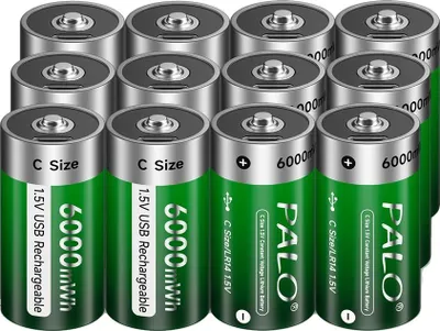 Productafbeelding van Lithium-batterij, 15000 mWh capaciteit, snelladen, 12 stuks batterijen van type C