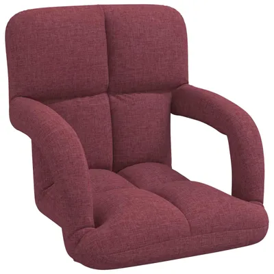 Image de vidaXL Chaise basse réglable avec accoudoirs, 5 positions de réglage, tissu bordeaux