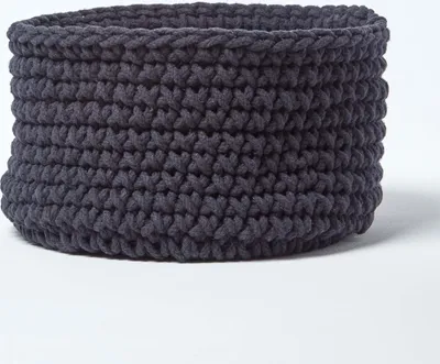 Immagine prodotto di HOMESCAPES Cestino portaoggetti in maglia, 100% cotone, nero, 37 x 21 cm