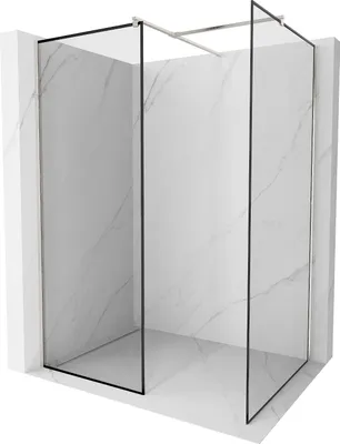Image de Mexen Kioto paroi de douche Walk-in 120 x 120 cm, motif noir, nickel brossé - 800-120-202-97-70-120